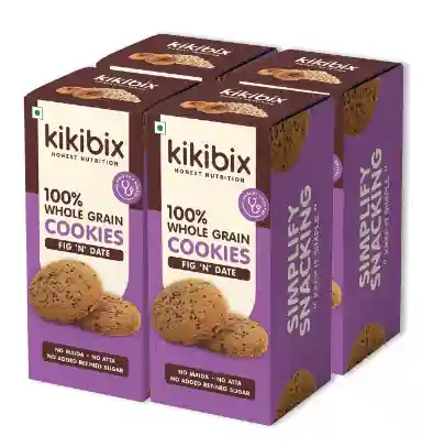 Kikibix Figs Jaggery Cookies | Anjeer & Jaggery Biscuits | Nutritious Multigrain Cookies | 520 Gms